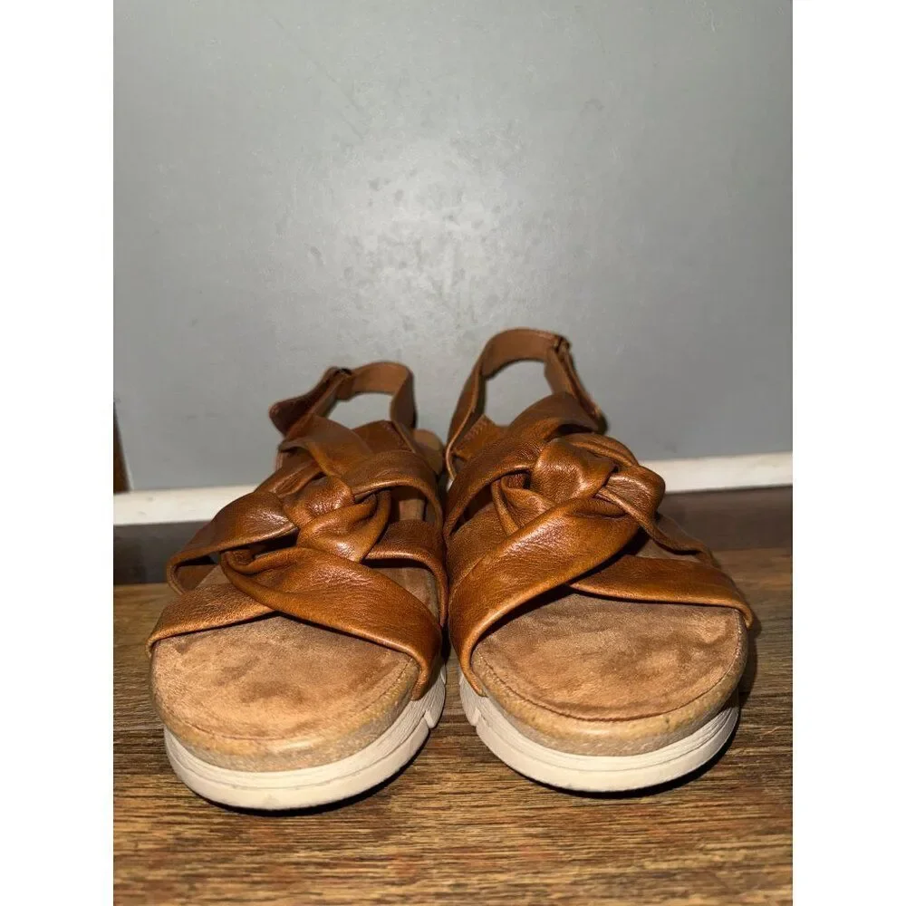 Salvia Birch‎ Veronica Cognac Leather Sandals Size 38 -7.5